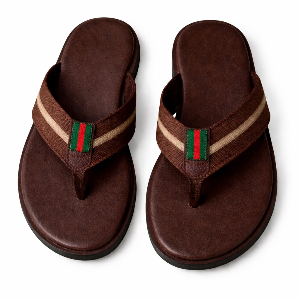Mens chocolate Brown Cushioned Flip Flop Sandals