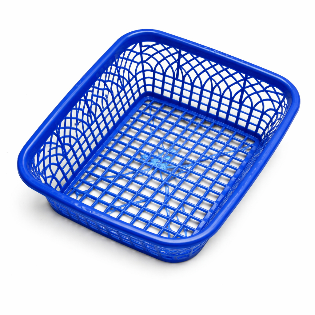 Blue Plastic Rectangular Lattice Basket