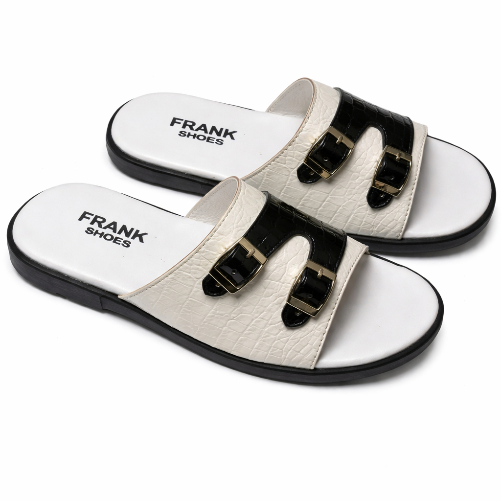 Mens Textured Double Strap Slide Sandals