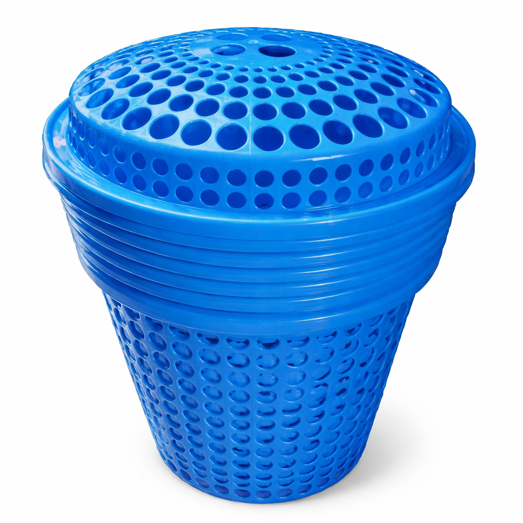 Large Perforated Plastic Laundry Hamper with Ventilated Lid