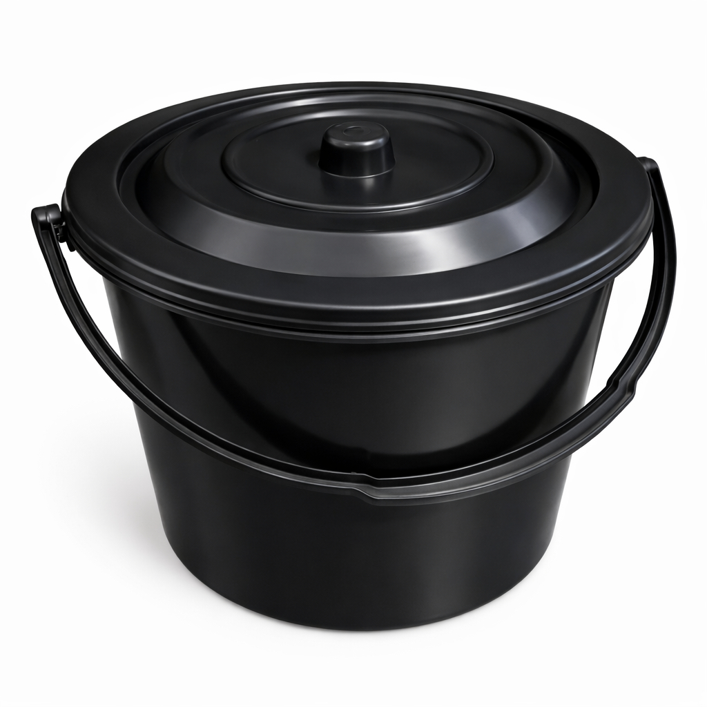 Covered Plastic Utility Bucket with Lid and Handle 15 litres