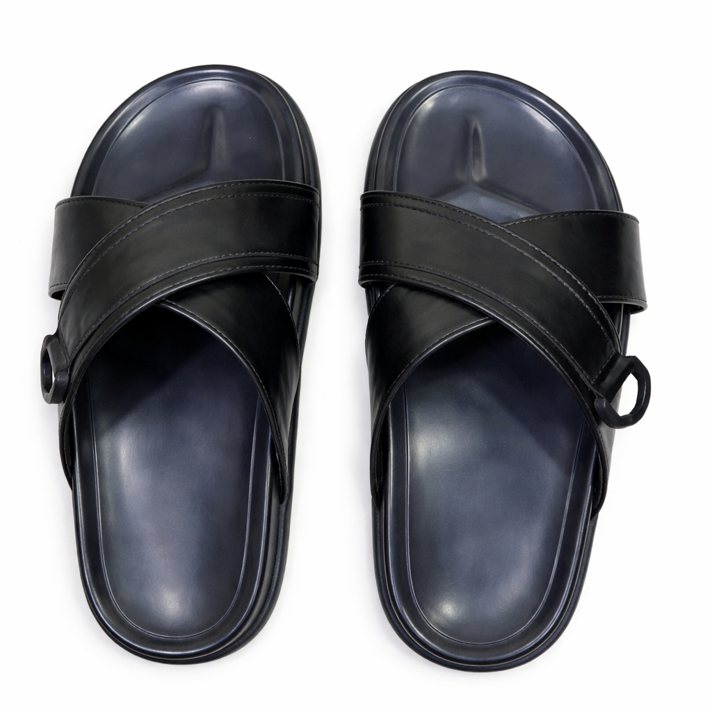 Urban Cross Strap Slide Sandals Black Edition