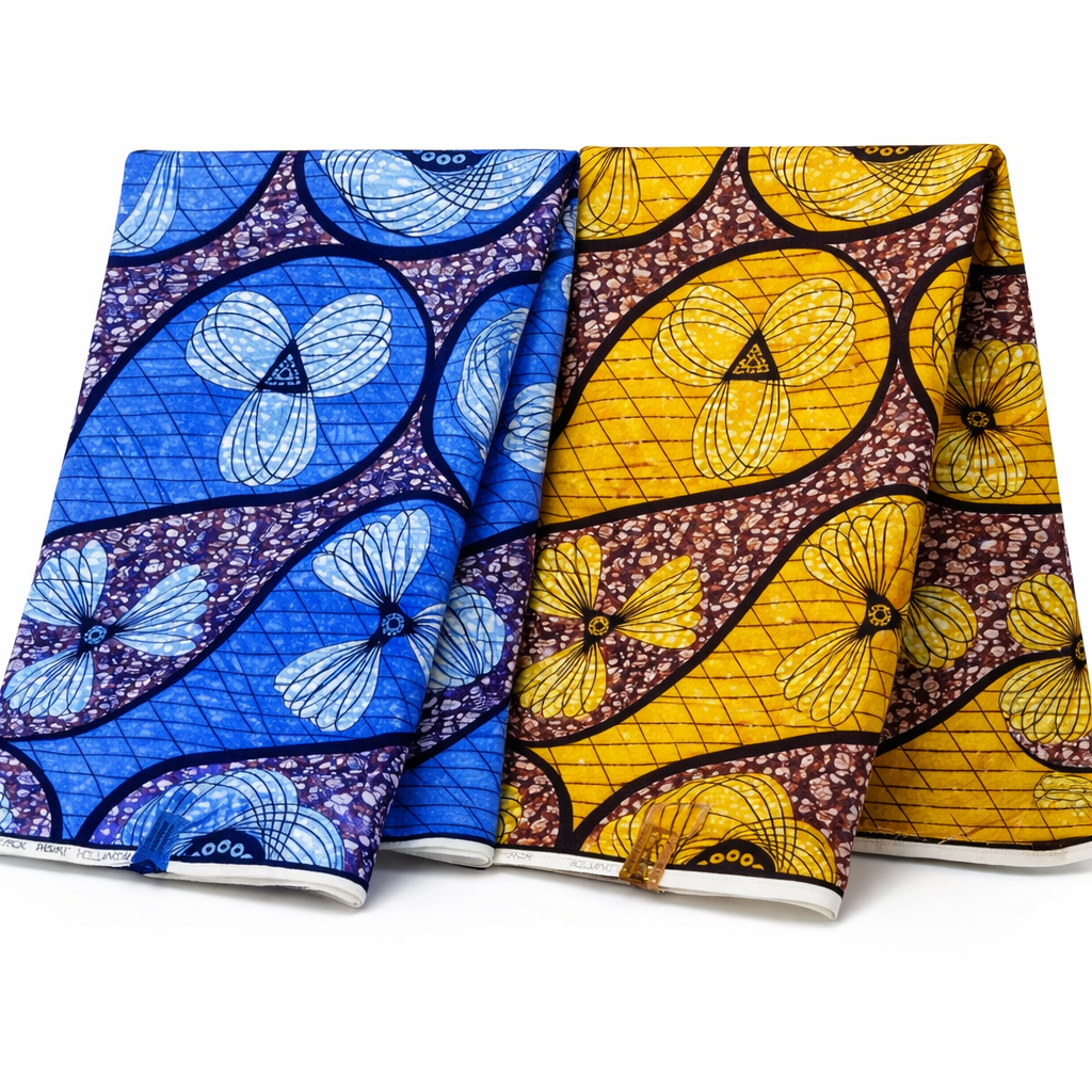Blue and Yellow Ankara Fabric