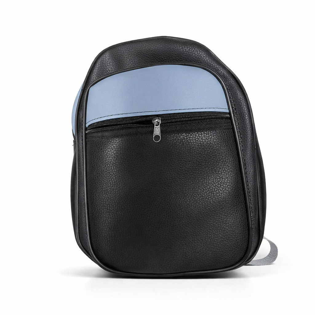 Two Tone PU Leather School Backpack with Front Zipper Pocket