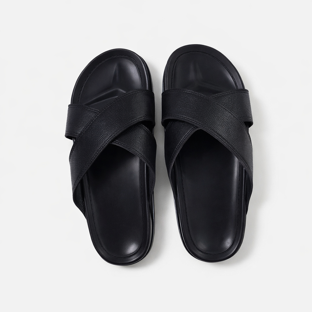 Minimalist Cross Strap Slip On Sandals