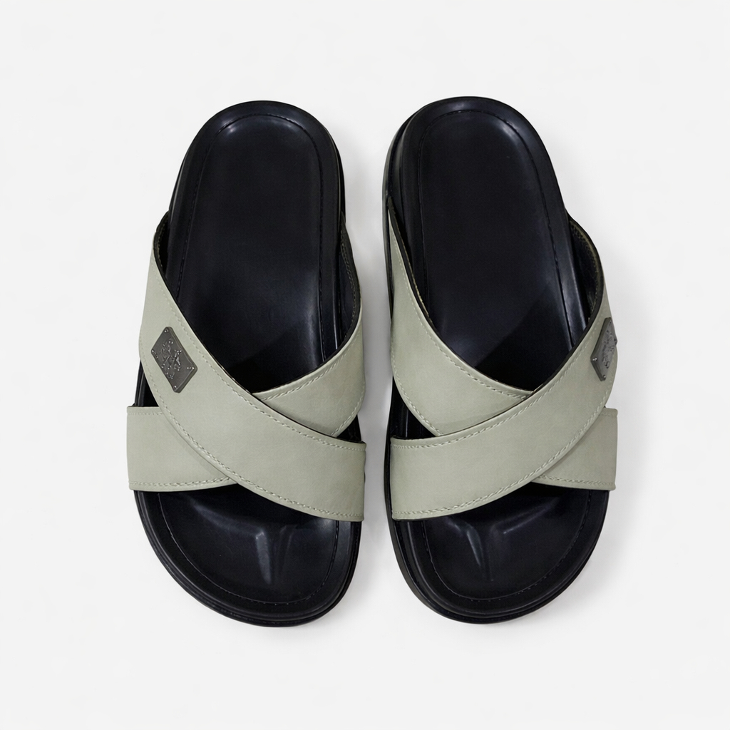 Minimal Cross Strap Slide Sandals