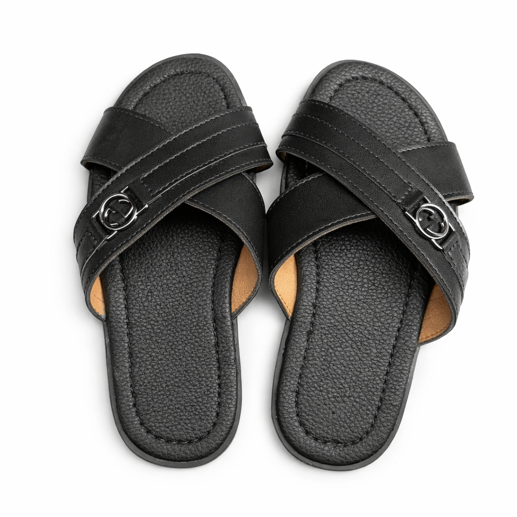 Women Cross Strap Comfort Slide Sandals