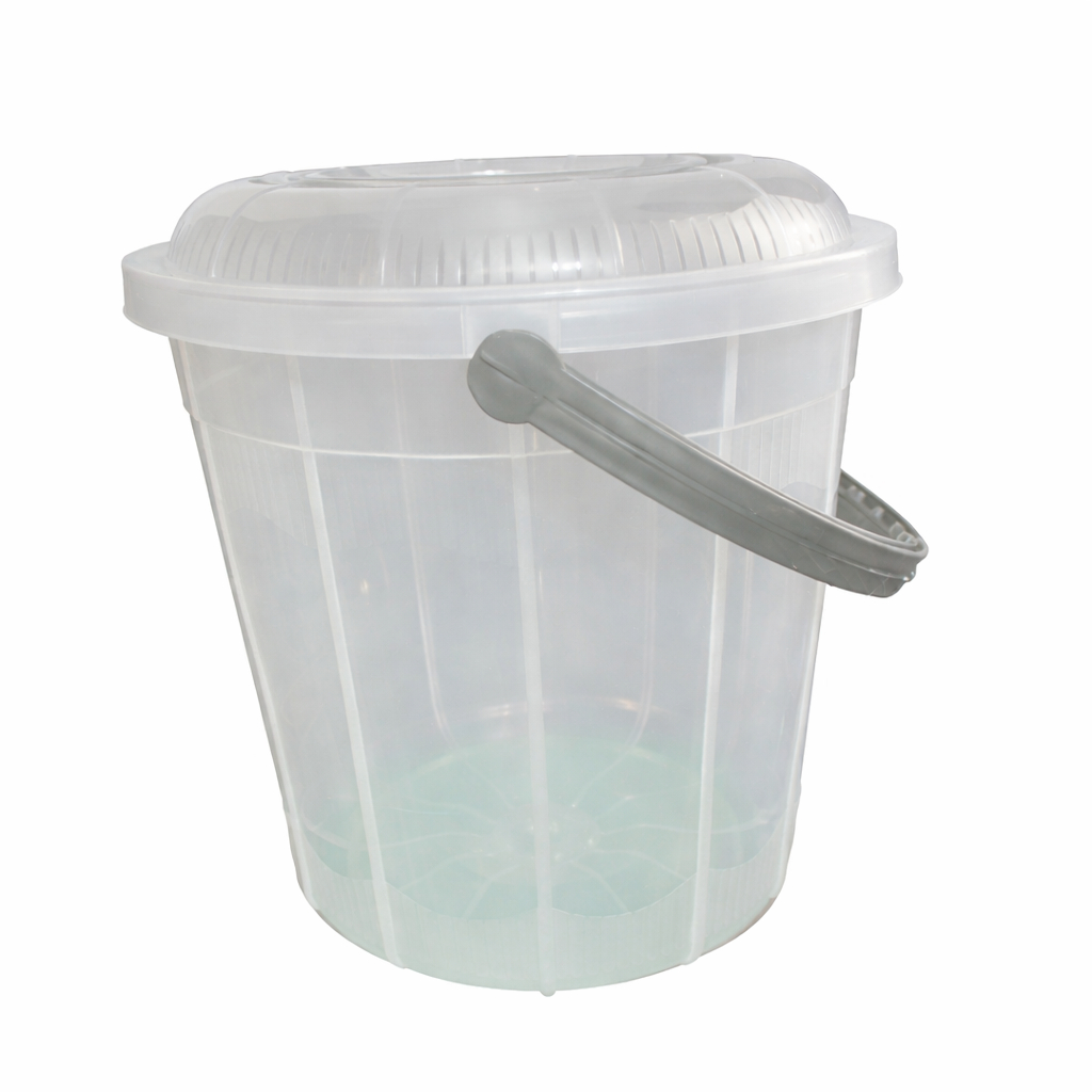 Transparent Plastic Bucket with Lid and a Handle
