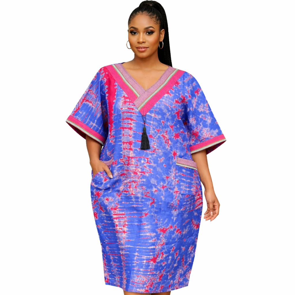 Royal Indigo Tie Dye Kaftan Dress