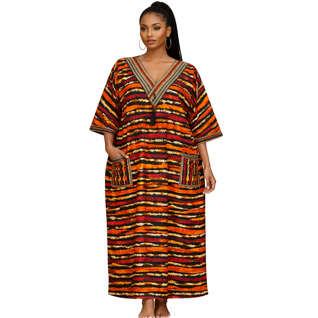Savannah Flame Ankara Maxi Kaftan