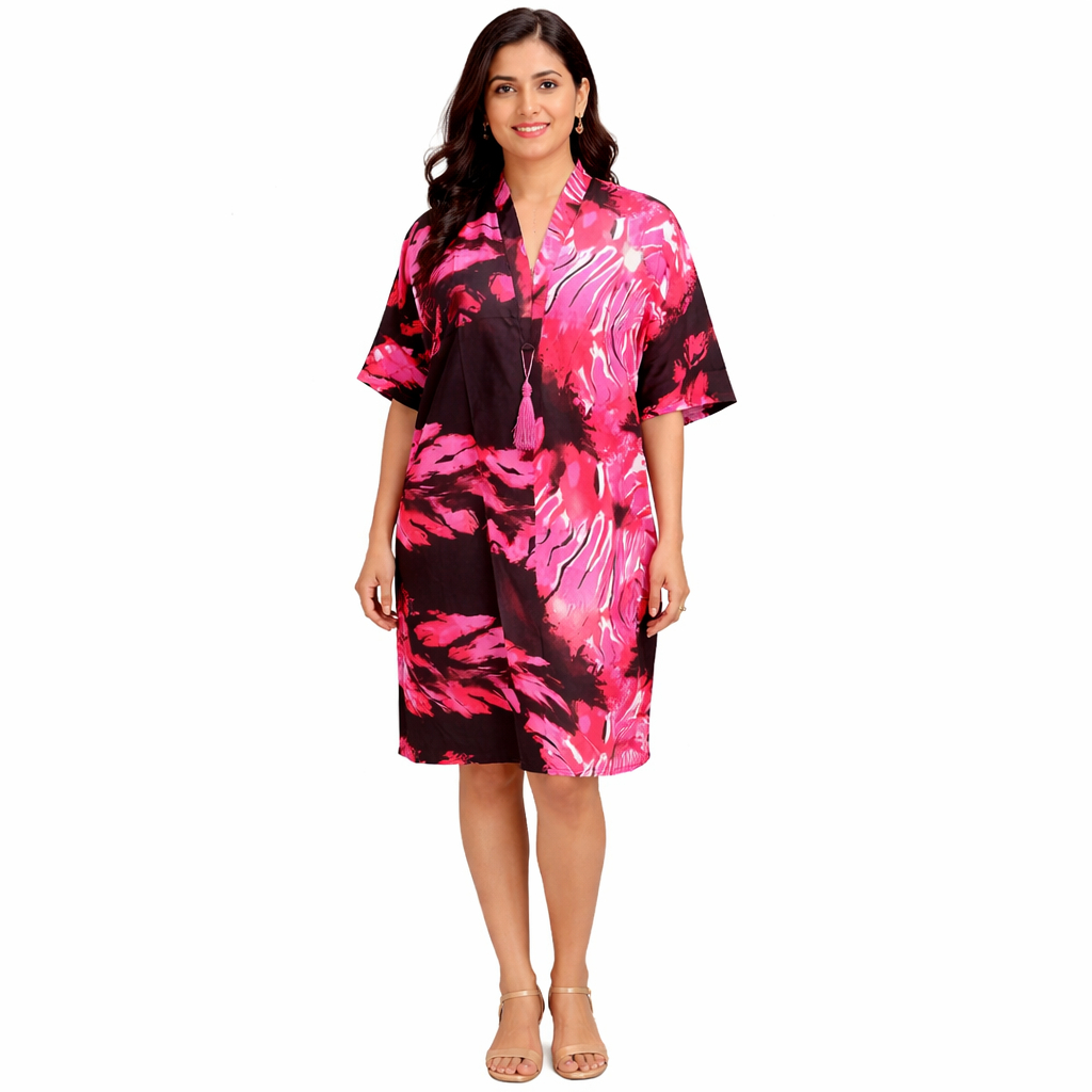 Radiant Blush Abstract Kaftan Dress
