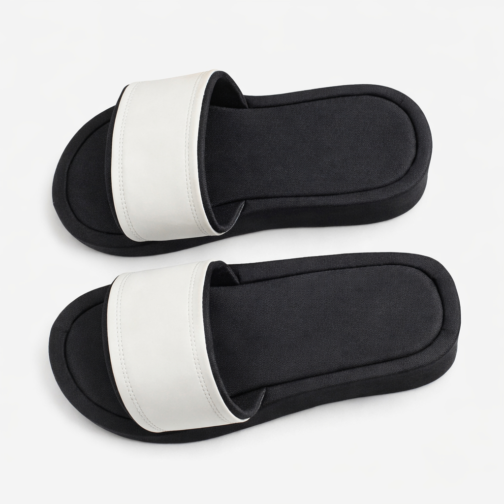 Women White Strap Slip On Slide Sandals