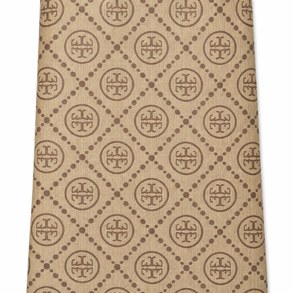 Beige Geometric Pattern Textured Leather Material