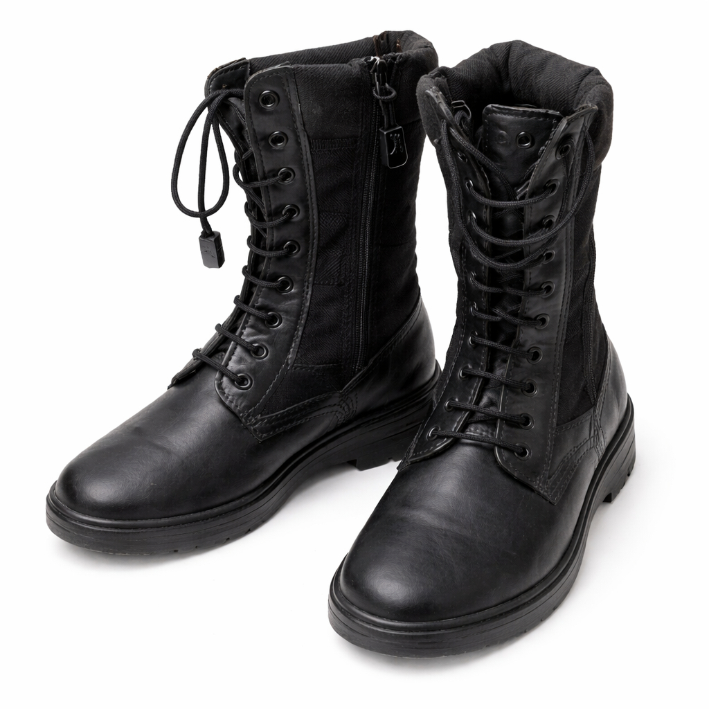 Black Tactical Zip Combat Boots