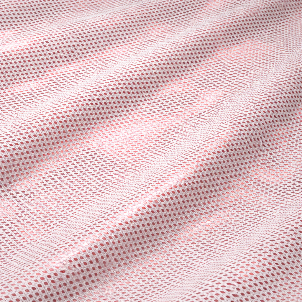 Premium White Perforated Mesh Leather Sheet with Pink Reflective Base