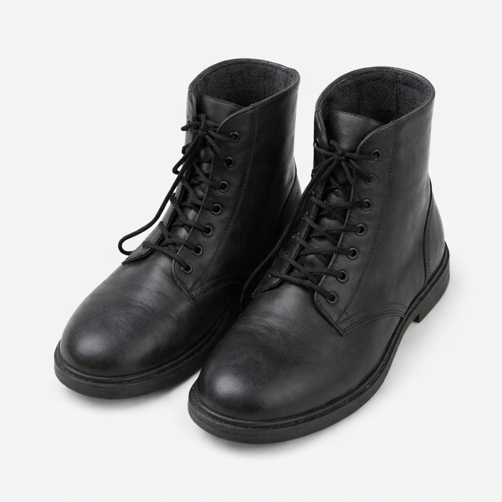 Black Lace Up Ankle Boots for Men