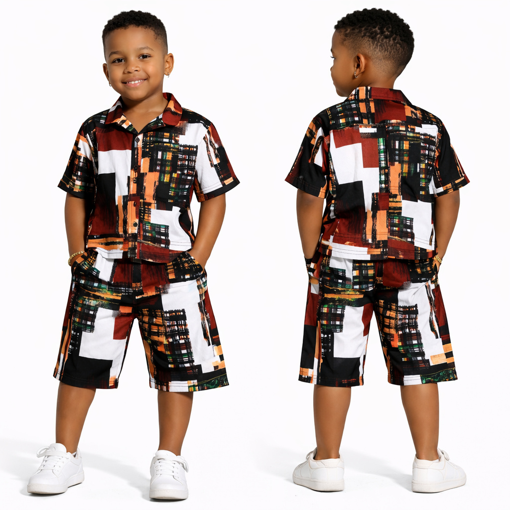 Abstract Print Kids Unisex Two Piece Set
