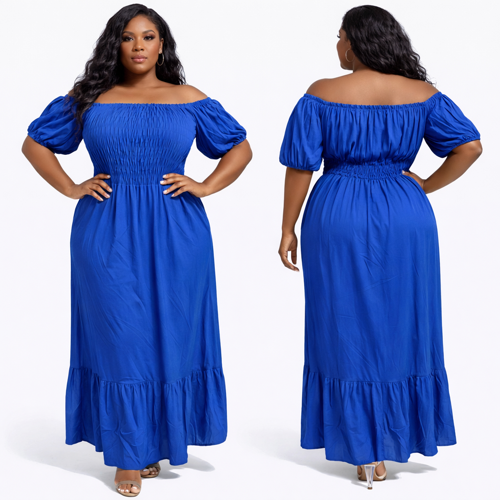 Royal Breeze Off Shoulder Maxi Dress