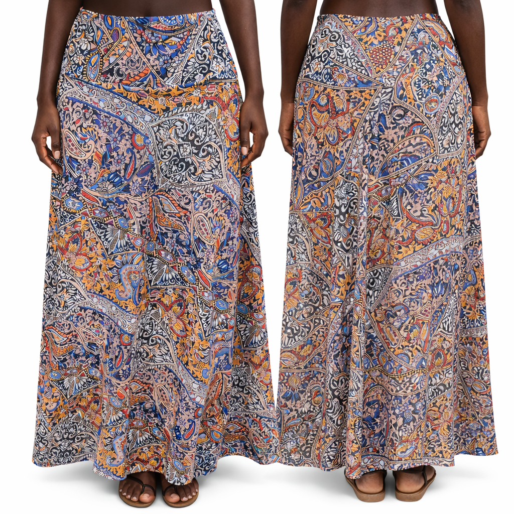 Multicolor Paisley Print Womens Maxi Skirt