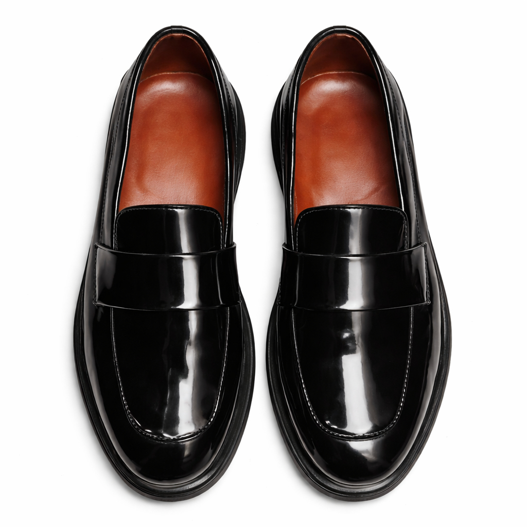 Glossy Slip On Platform Loafers