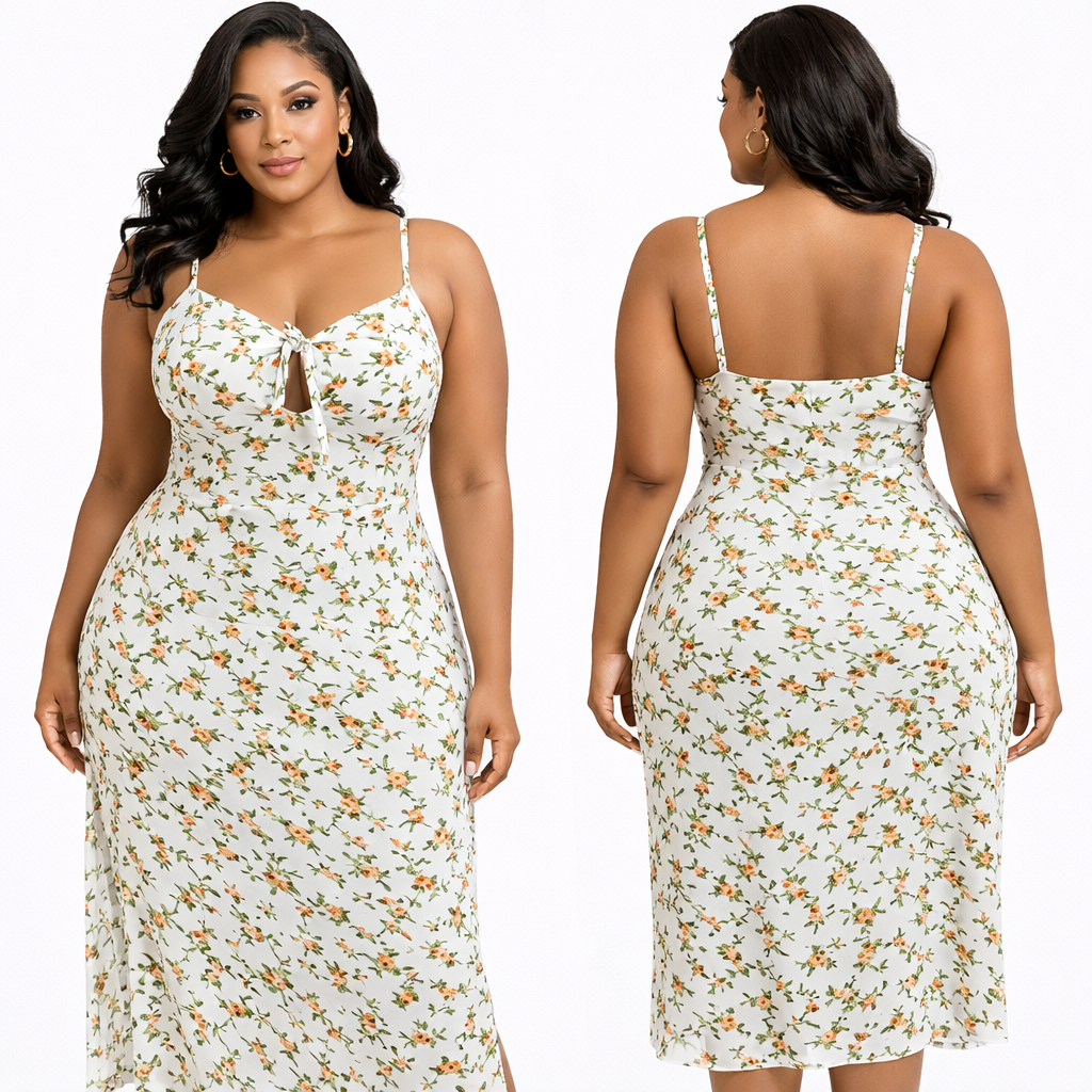 Women Floral Spaghetti Strap Midi Dress