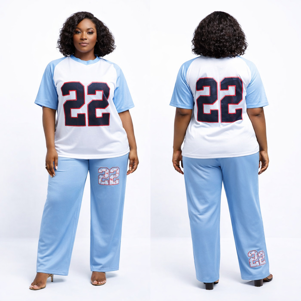 Sky Blue Varsity Two Piece Lounge Set