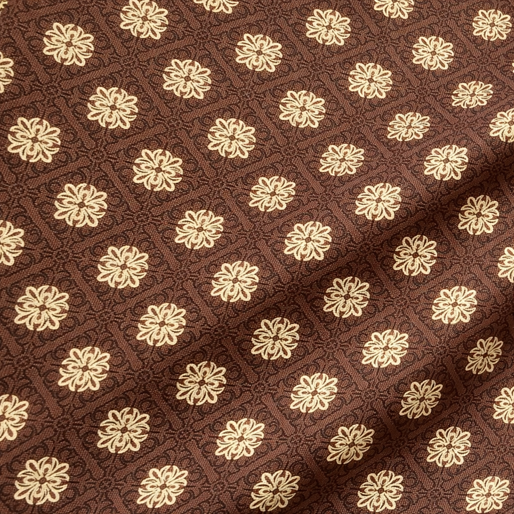 Brown Floral Pattern Embossed Leather Material
