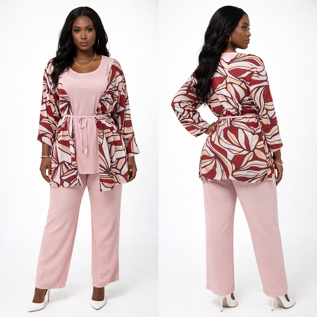 Women Pink Two Piece Lounge Set