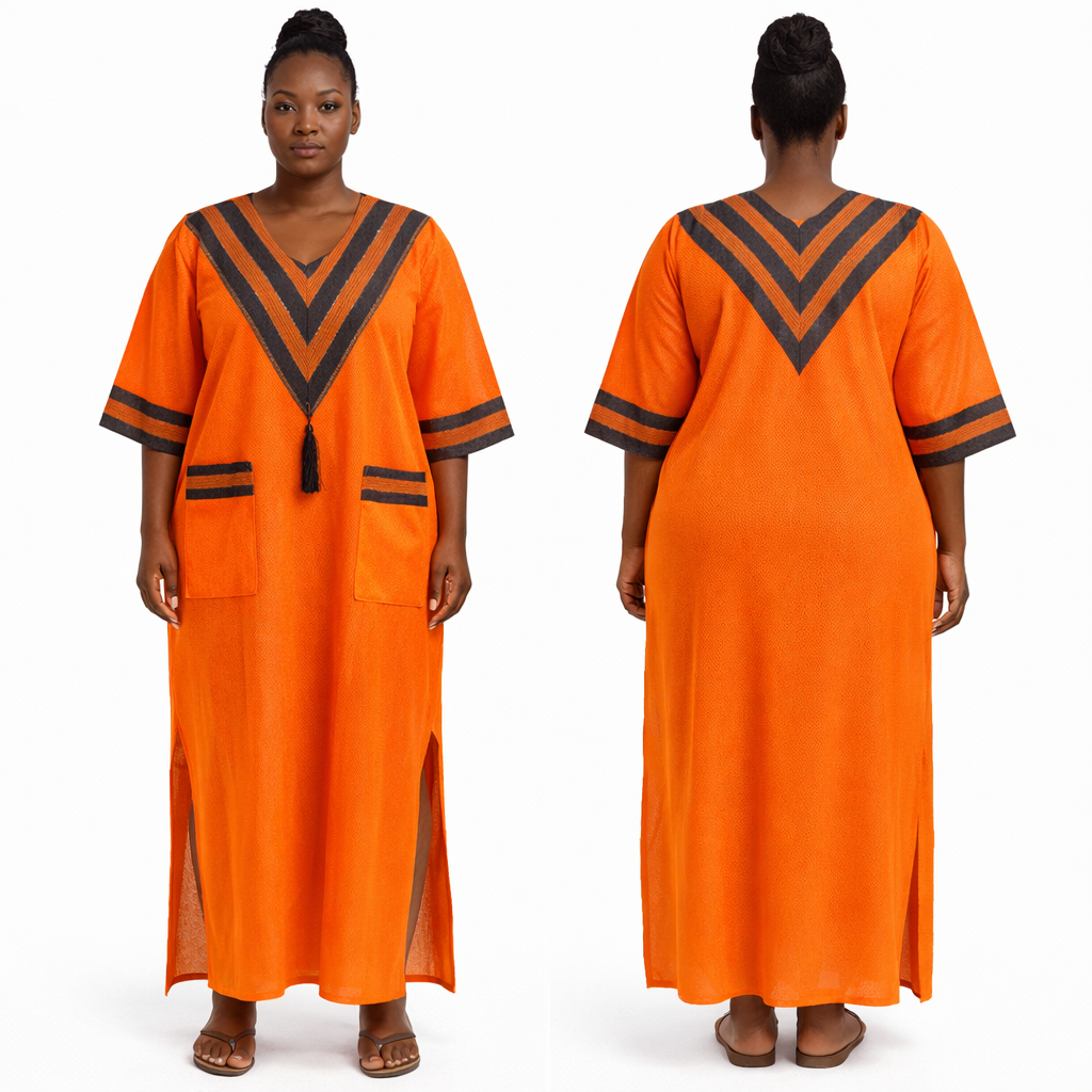Women Orange Traditional Kaftan Dress