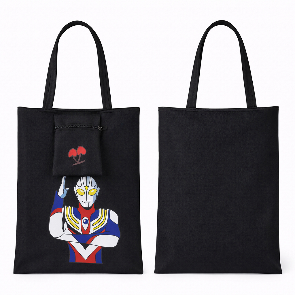 Ultraman Graphic Canvas Tote Bag with Mini Zip Pouch