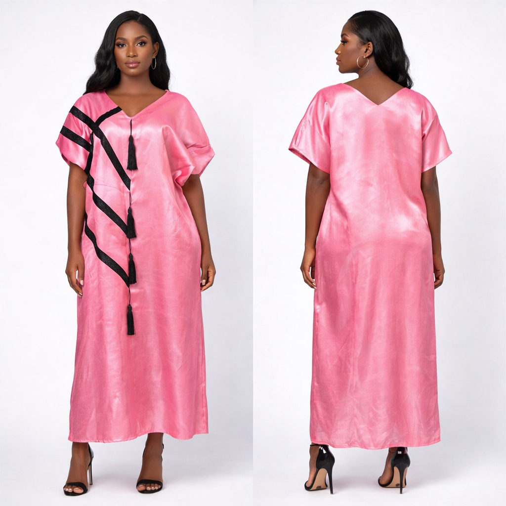 Quality Women  Pink Satin Kaftan Dress