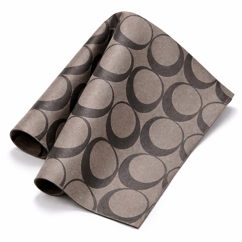 Circular Mosaic Pattern Synthetic Leather Grey Textured Designer Finish