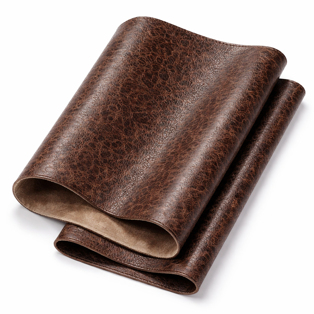 Vintage Floral Grain Synthetic Leather Dark Brown Textured Finish