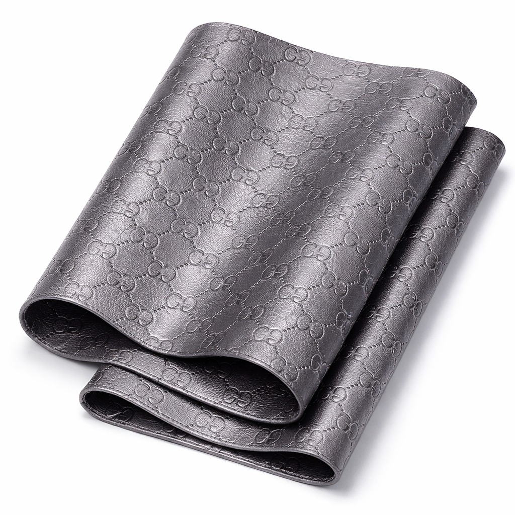 Minimalist Chain Link Pattern Synthetic Leather Light Grey Embossed Finish