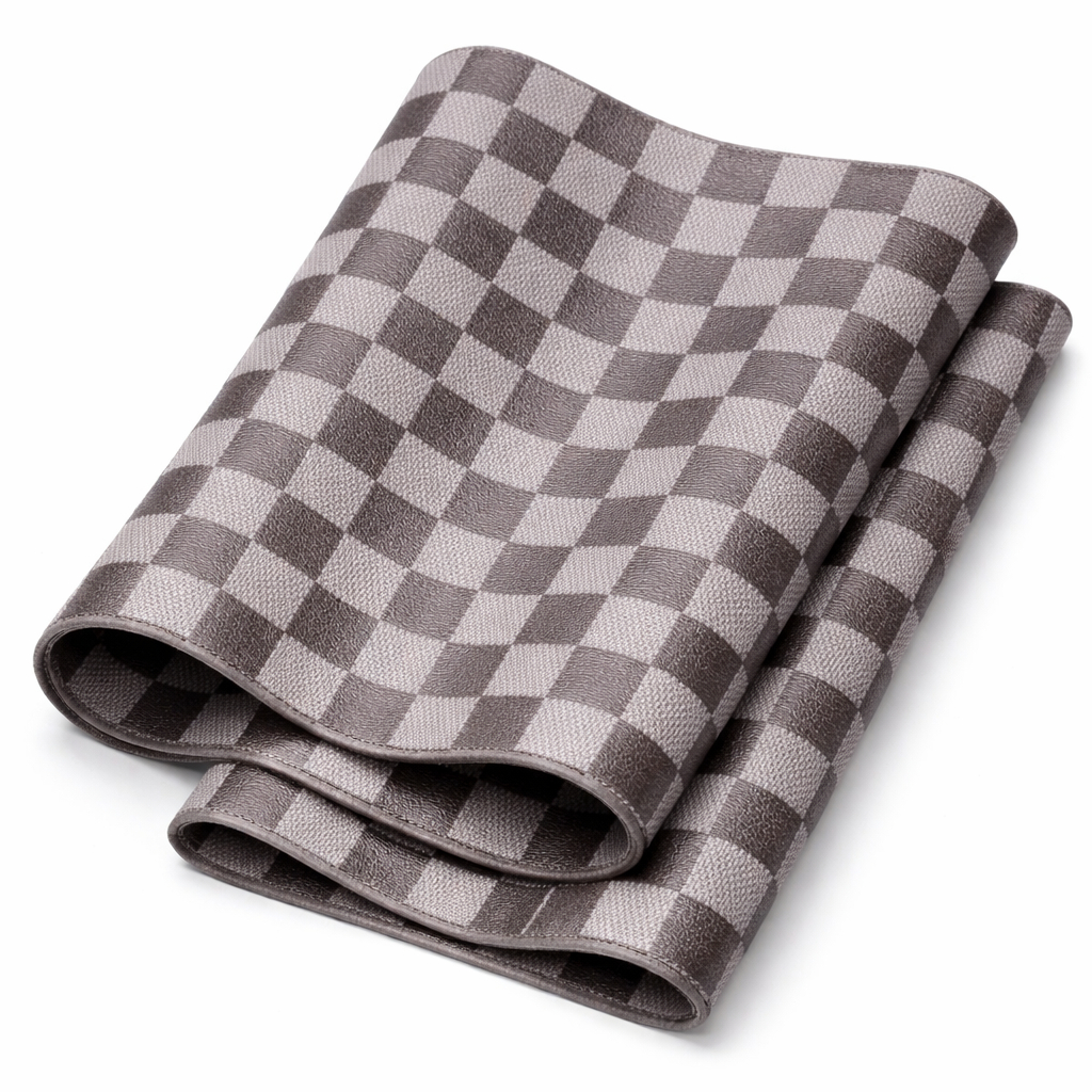 Classic Brown and Ivory Checkerboard Synthetic Leather