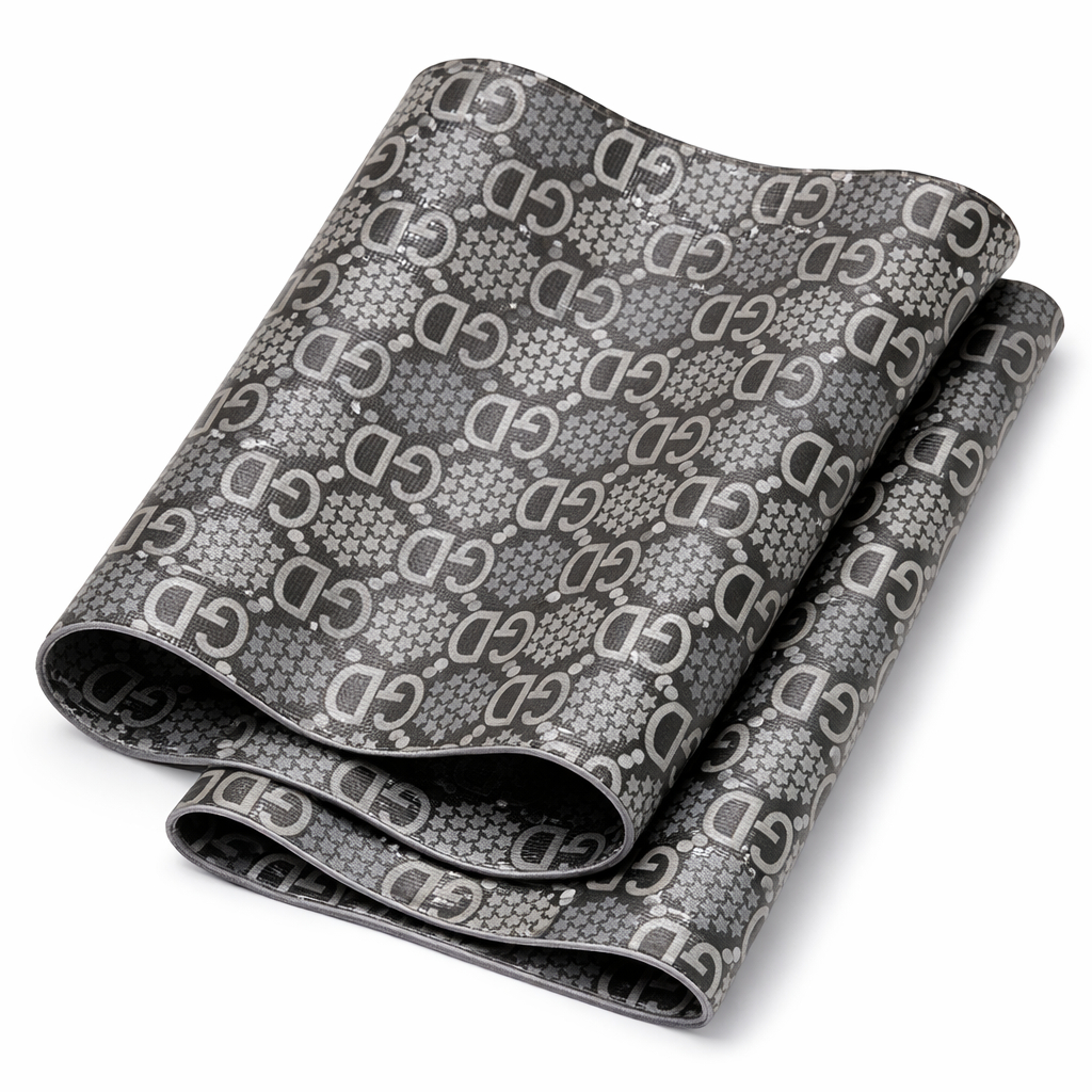 Hexagon Monogram Print Synthetic Leather