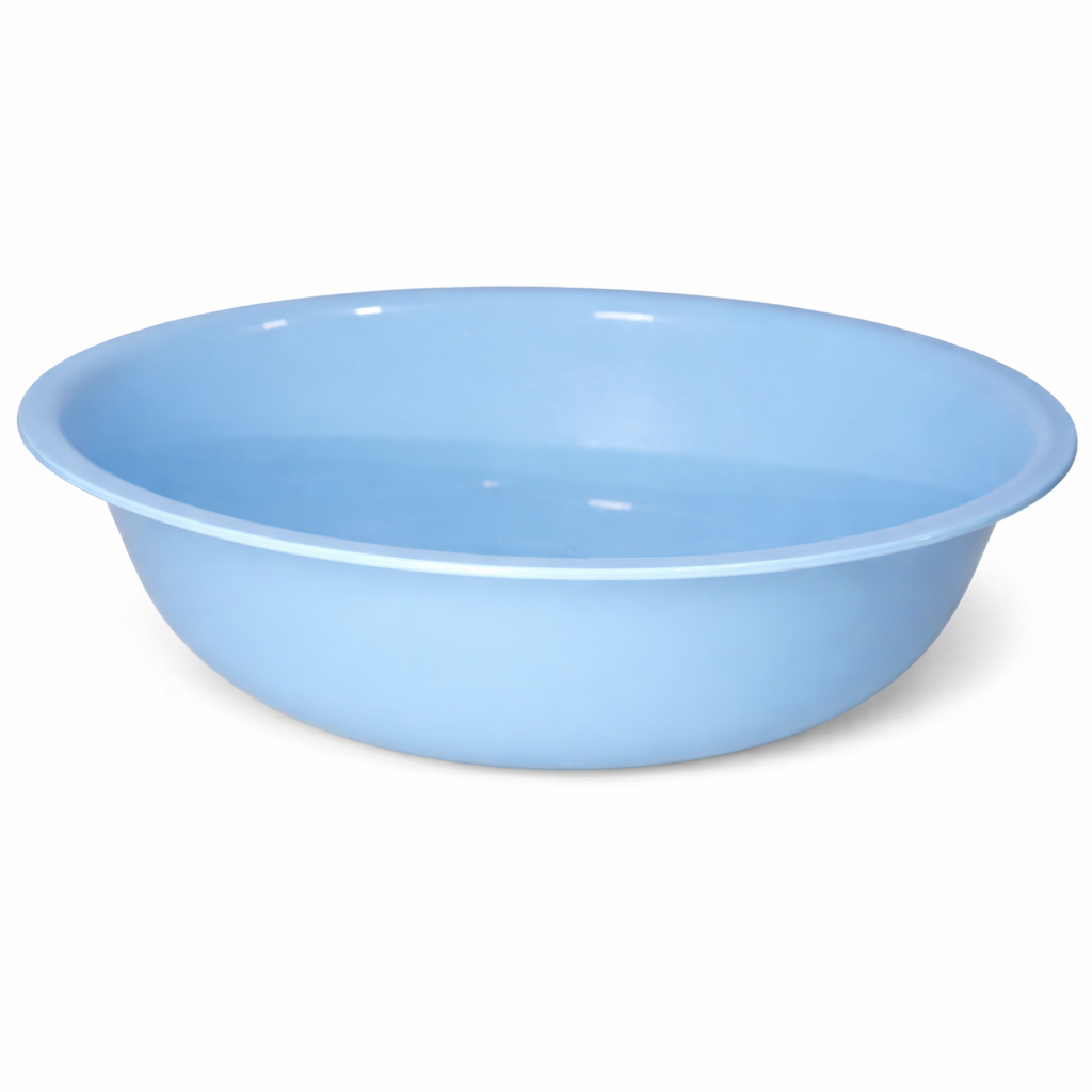 Light Blue Round Plastic Bowl with Glossy Finish