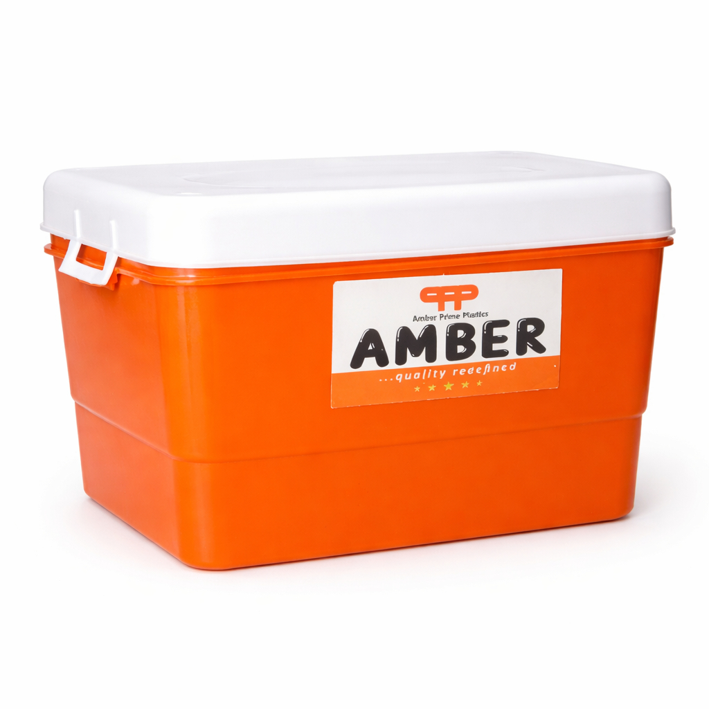 Amber Plastic Storage Box with Lid Multi Purpose Household Organizer