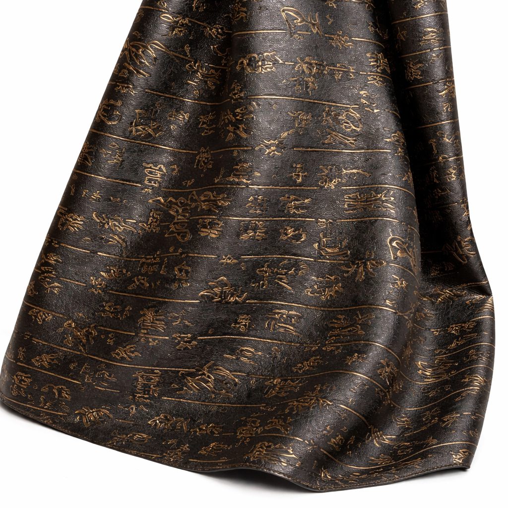 Black Embossed Pattern Synthetic Leather Fabric PU Upholstery Material