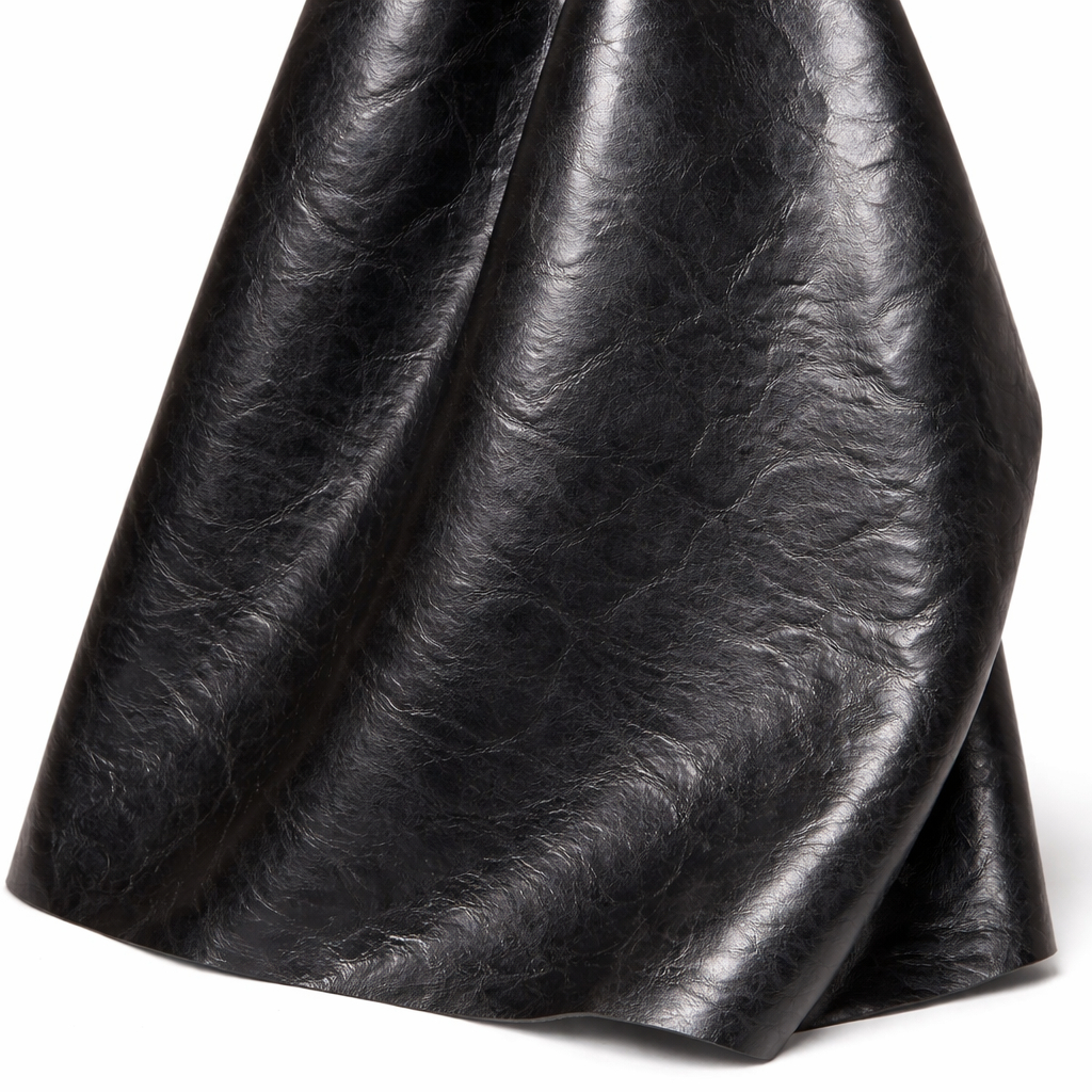 Black Textured Synthetic Leather Fabric PU Upholstery Material