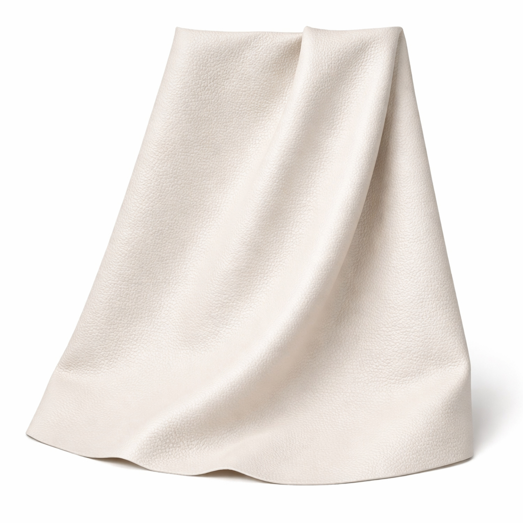 Cream Grain Textured Synthetic Leather Fabric