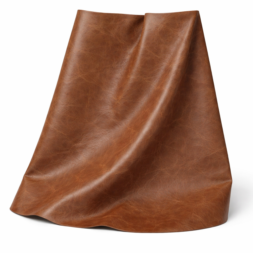 Brown Vintage Textured Synthetic Leather Fabric