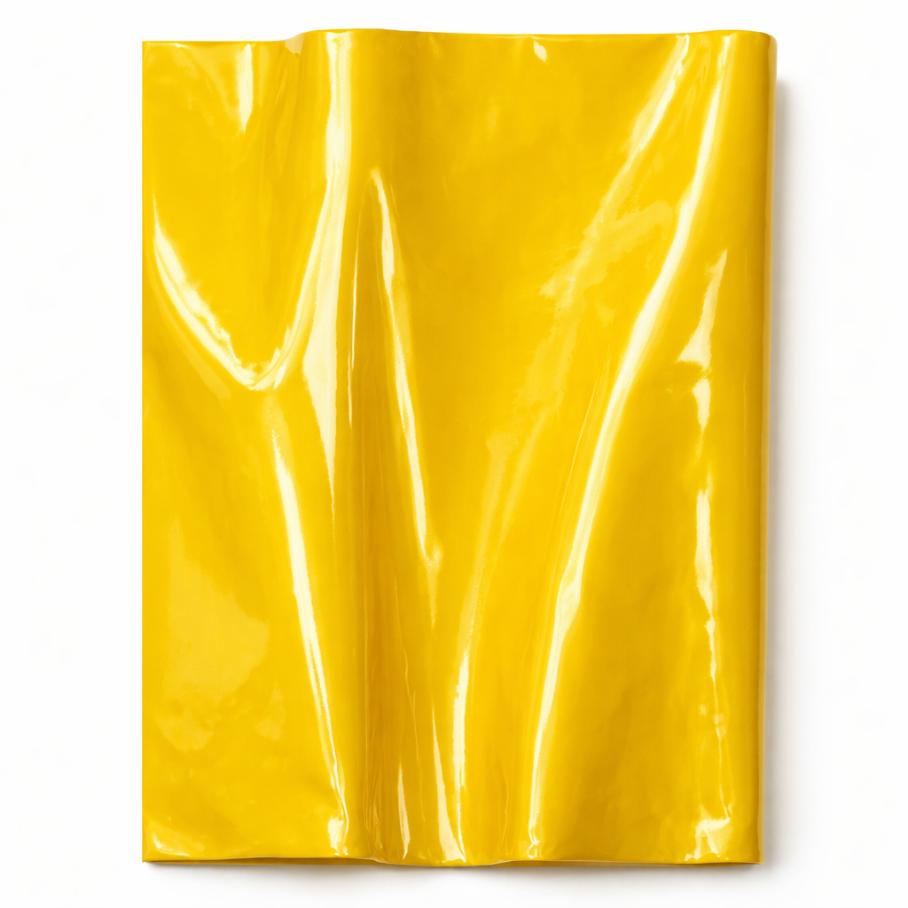 Glossy Yellow Synthetic Leather Fabric