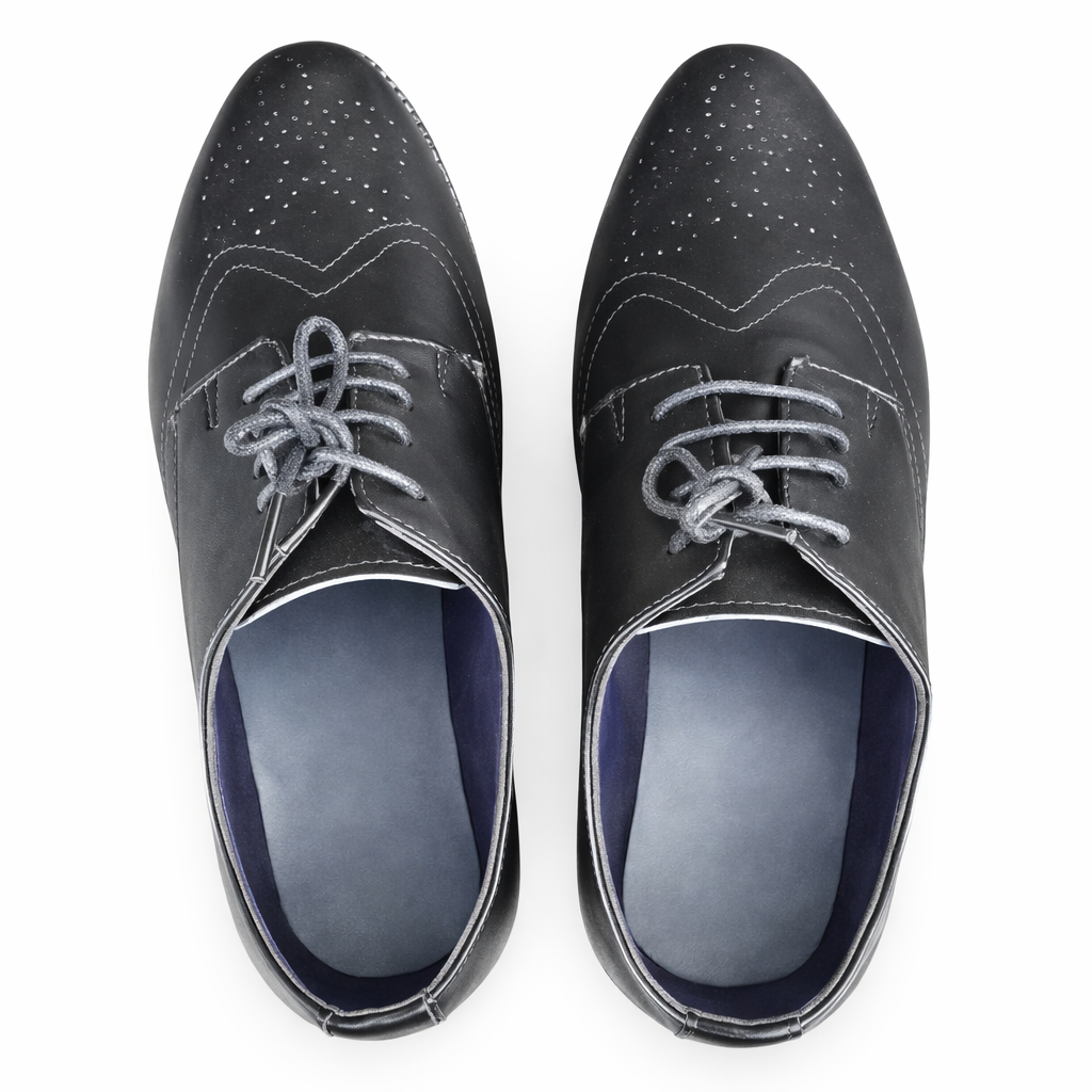 Men Black Lace Up Brogue Dress Shoes