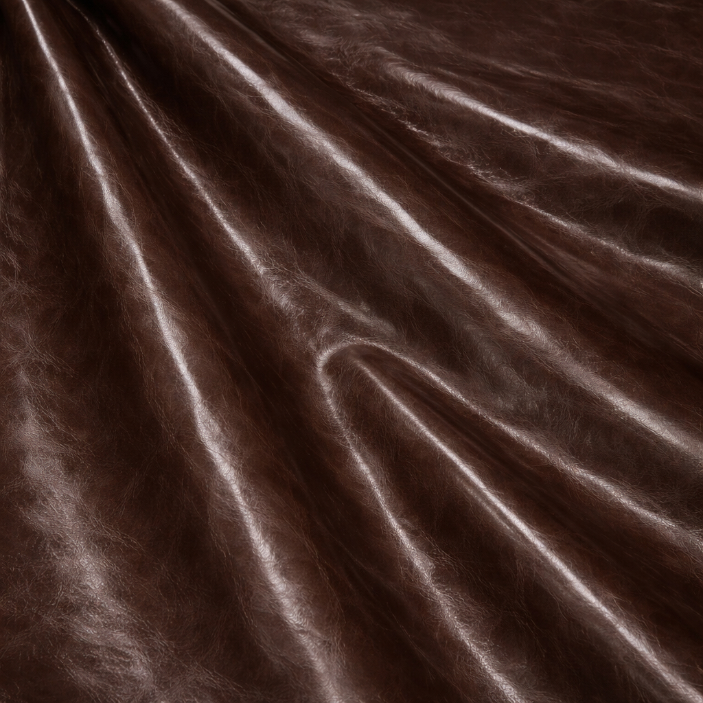 Dark Chocolate Brown Glossy PU Leather Material