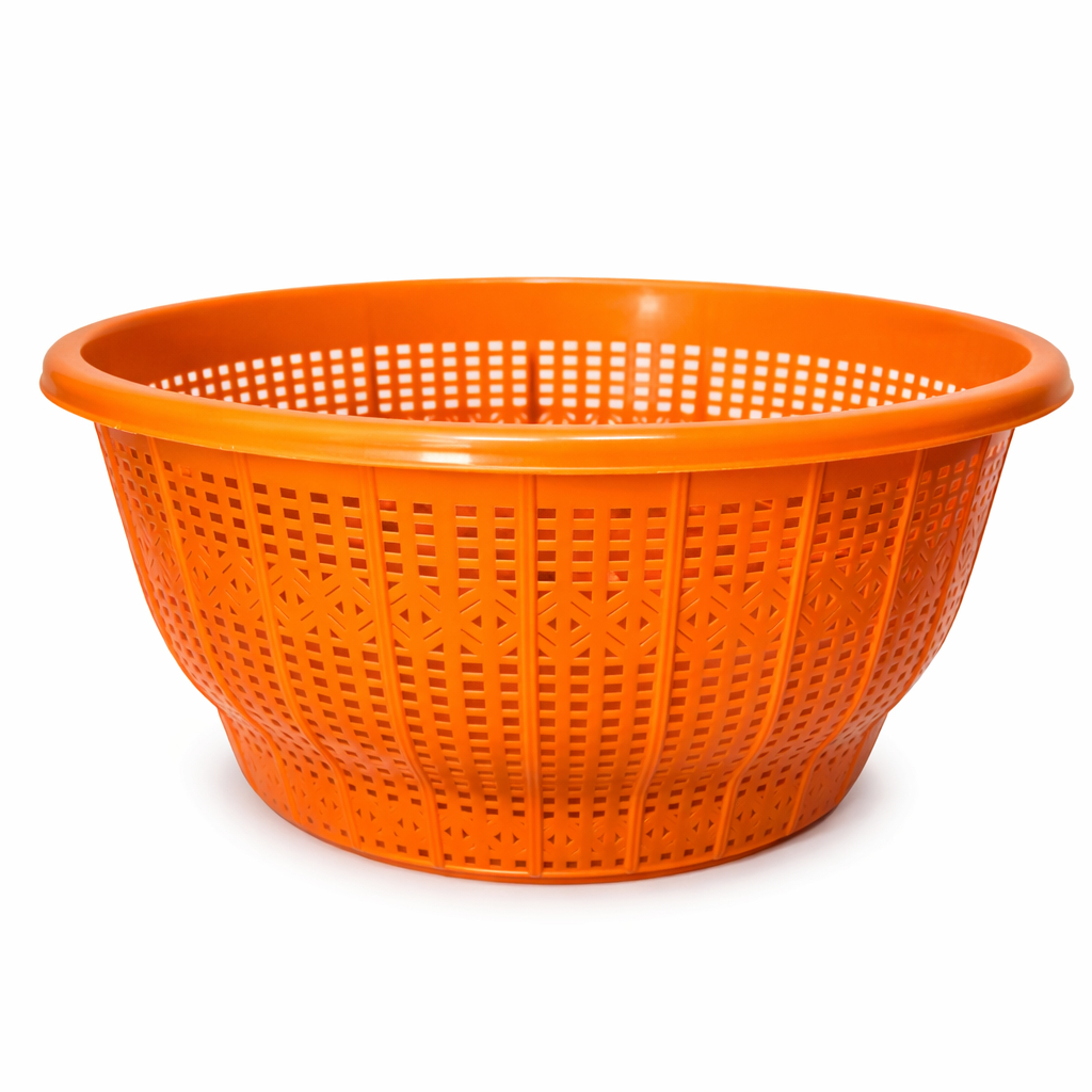 Plastic Kitchen Colander Basket Orange Food Strainer Bowl