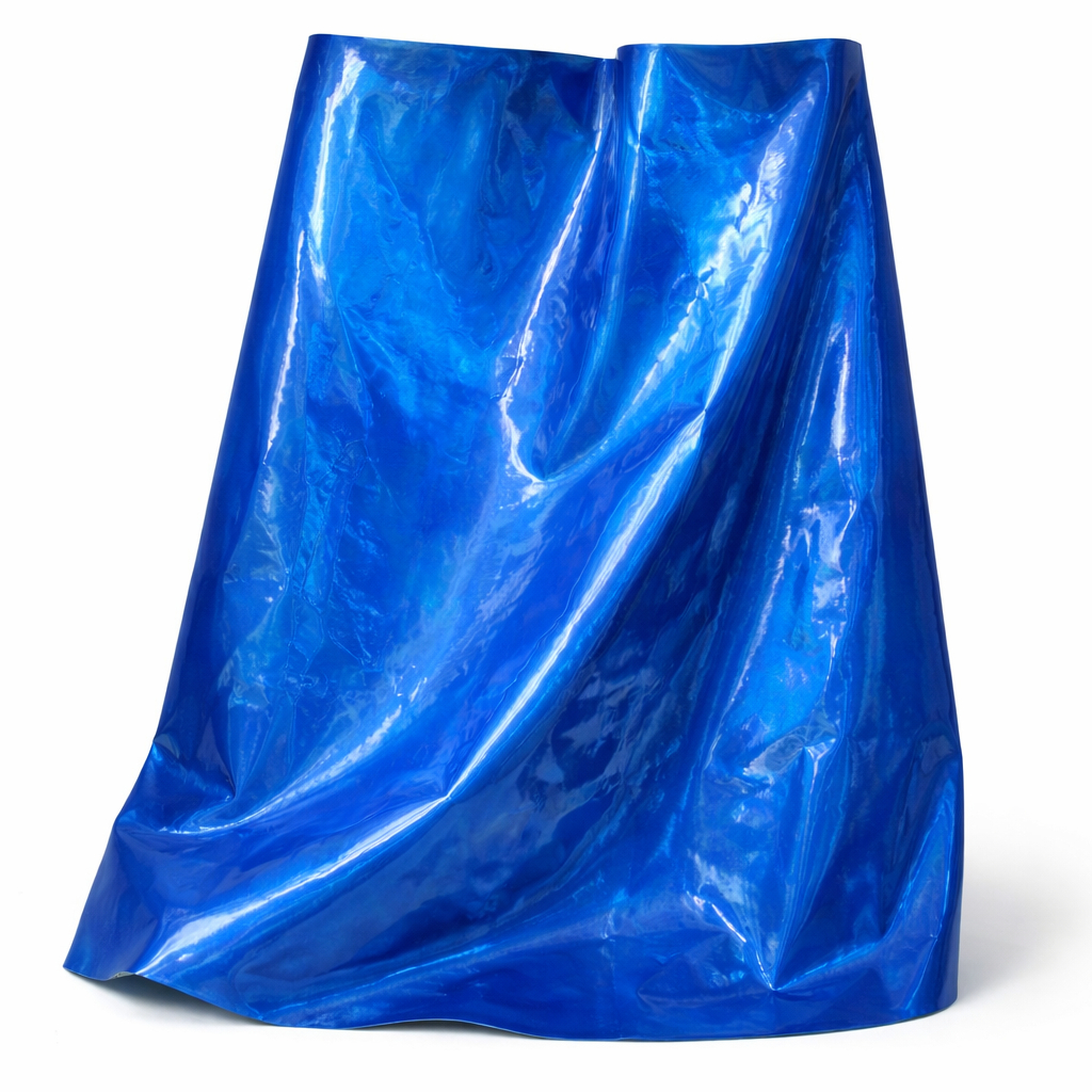 Glossy Blue Holographic Leather Fabric