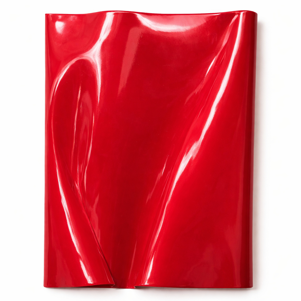 Glossy Red Synthetic Leather Fabric  High Shine PU Upholstery Material