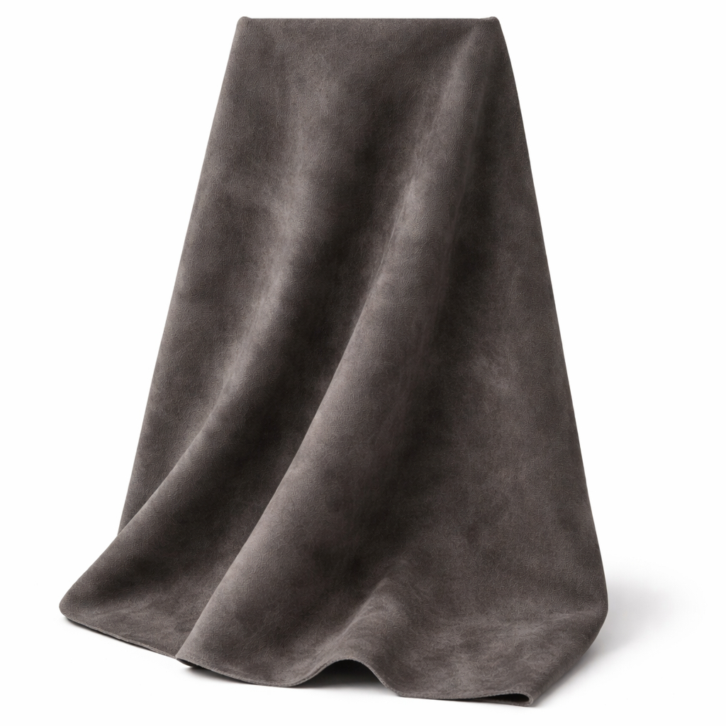Charcoal Distressed Synthetic Leather Fabric