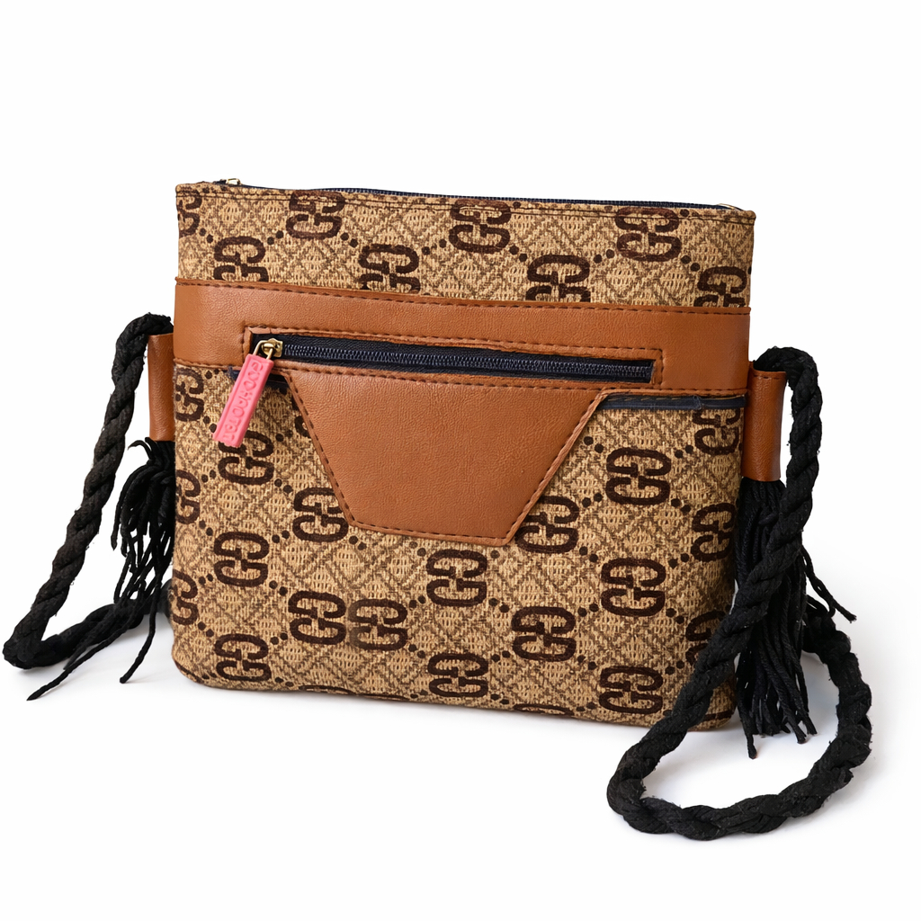 Compact Patterned Crossbody Utility Bag with Rope Strap